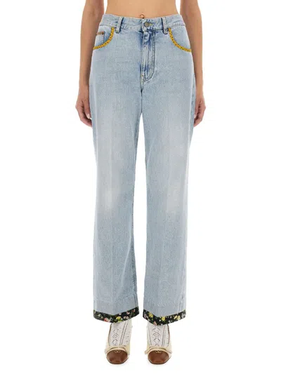 VALENTINO VALENTINO GARAVANI EMBROIDERED DENIM PANTS