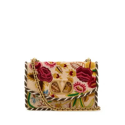Valentino Garavani Embroidered Fabric Vain Shoulder Bag