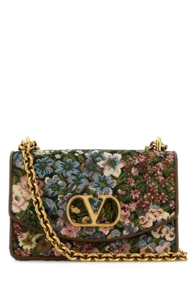 Valentino Garavani Embroidered Fabric Vain Shoulder Bag In Multi