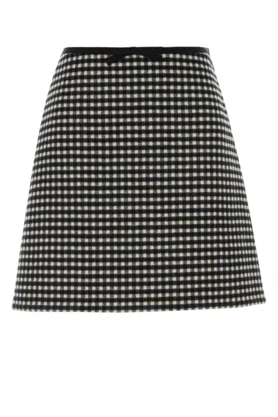 Valentino Garavani Embroidered Flannel Mini Skirt In Checked