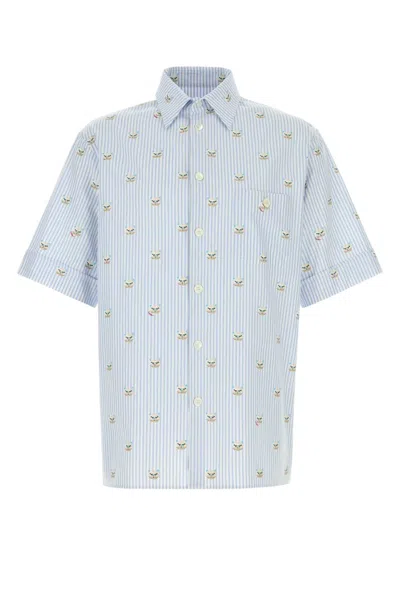 Valentino Garavani Classic Short Sleeve Oxford Cotton Shirt With Iconic Print In White