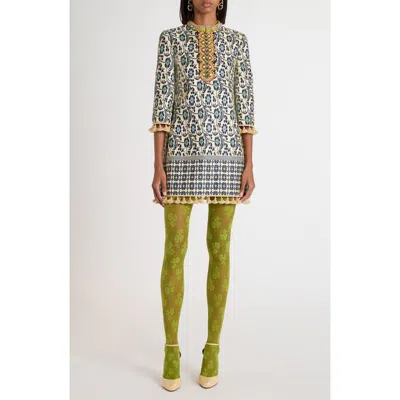 Valentino Garavani Embroidered Silk Jacquard Shift Dress In Multi