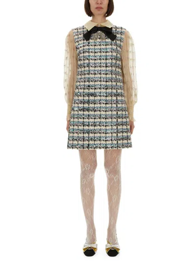 VALENTINO VALENTINO GARAVANI EMBROIDERED TWEED DRESS
