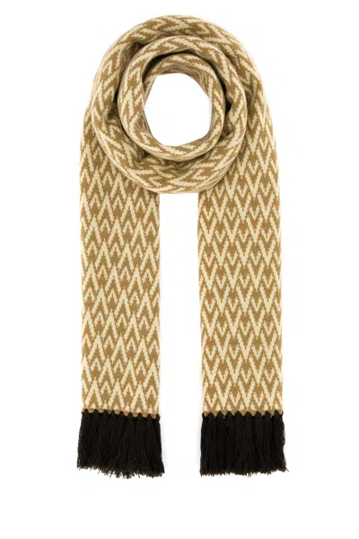 Valentino Garavani Embroidered Wool Toute La V Scarf In Neutral