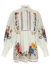 Valentino Embroidered Floral Pattern Shirt With Ruffled Collar