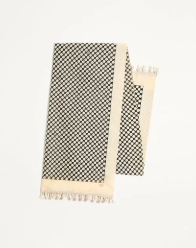 Valentino Garavani Escape Pareo In Cotton And Silk With Polka Dot Print Woman Black/butter Uni