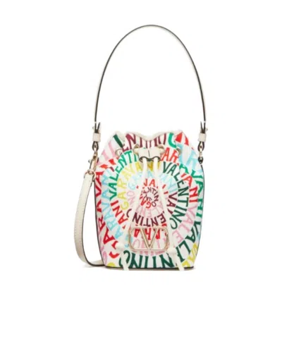 Valentino Garavani Garavani Escape Ring Printing Bucket Shoulder Bag In Multicolor