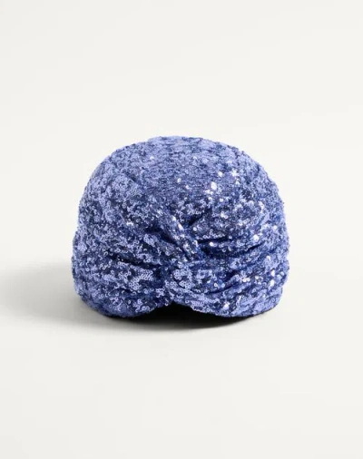 Valentino Garavani Escape Sequined Turban Woman Indigo/gold 58