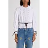Valentino Grosgrain-trimmed Broderie Anglaise Cotton-poplin Shirt In White