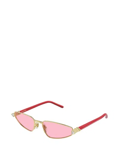Valentino Garavani Eyewear Crystal-embellished Geometric-frame Sunglasses In Pink