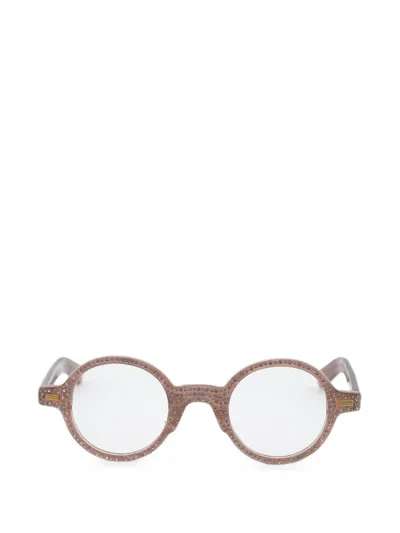 Valentino Garavani Eyewear Crystal-embellished Round-frame Glasses In Pink