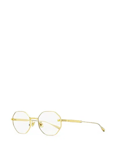 Valentino Garavani Eyewear Geometric-frame Stud-detail Glasses In Gold