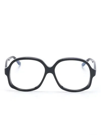 Valentino Garavani Eyewear Logo-print Glasses In Black