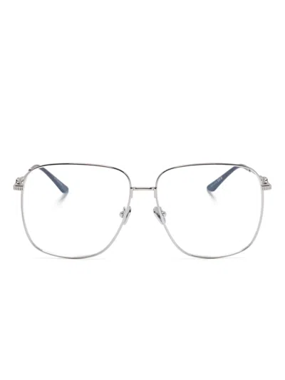 Valentino Garavani Eyewear Navigator-frame Glasses In Silver