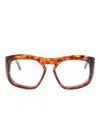 Valentino Garavani Eyewear Rectangle-frame Glasses In Brown