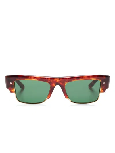 Valentino Garavani Eyewear Rectangle-frame Sunglasses In Brown