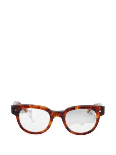 Valentino Garavani Eyewear Rockstud Round-frame Glasses In Brown