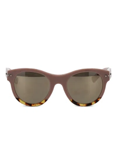 Valentino Garavani Eyewear Tortoiseshell Rockstud Sunglasses In Pink