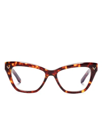 Valentino Garavani Eyewear V-tale Glasses In Brown