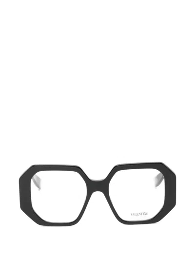 Valentino Garavani Eyewear Vlogo Geometric-frame Glasses In Black