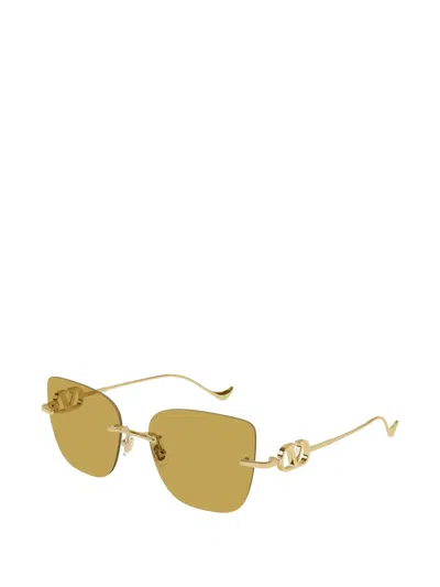 Valentino Garavani Eyewear Vlogo Geometric-frame Sunglasses In Gold
