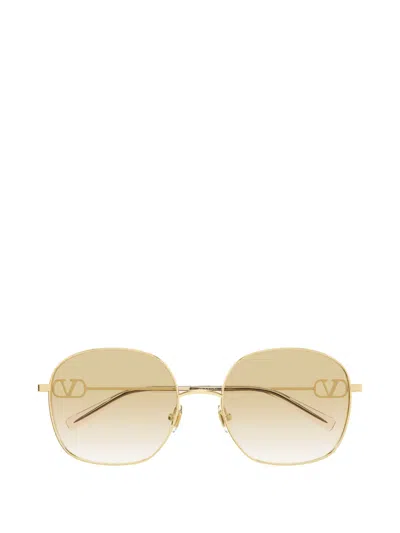 Valentino Garavani Eyewear Vlogo Geometric-frame Sunglasses In Gold