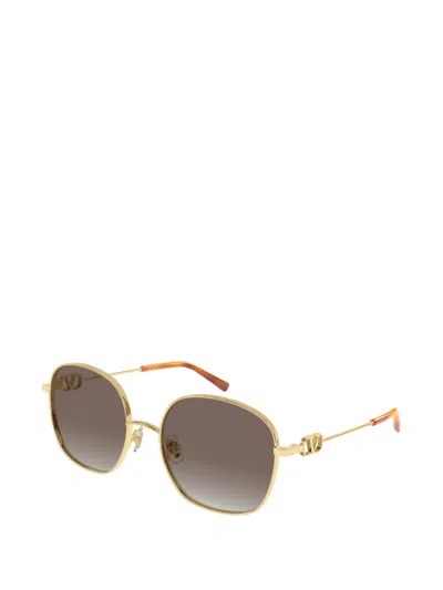 Valentino Garavani Eyewear Vlogo Geometric-frame Sunglasses In Gold