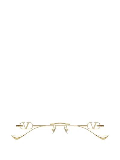 Valentino Garavani Eyewear Vlogo Oval-frame Glasses In Gold