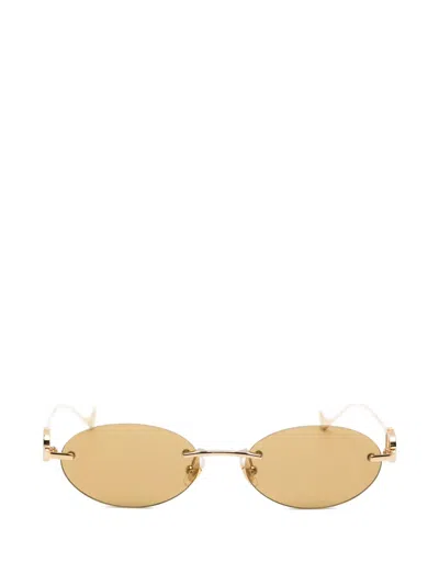 Valentino Garavani Eyewear Vlogo Oval-frame Sunglasses In Gold
