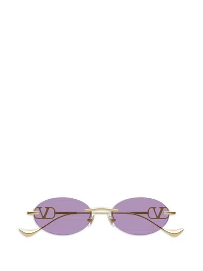 Valentino Garavani Eyewear Vlogo Oval-frame Sunglasses In Purple