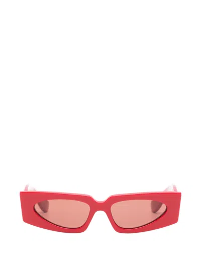 Valentino Garavani Eyewear Vlogo Geometric-frame Sunglasses In Red