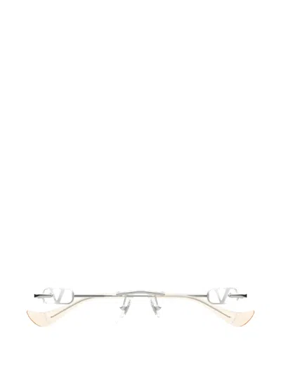 Valentino Garavani Eyewear Vlogo Rimless Glasses In Metallic