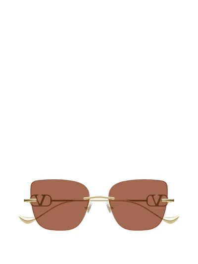 Valentino Garavani Eyewear Vlogo Rimless Sunglasses In Brown