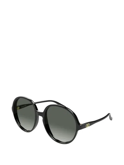 Valentino Garavani Eyewear Vlogo Round-frame Sunglasses In Black