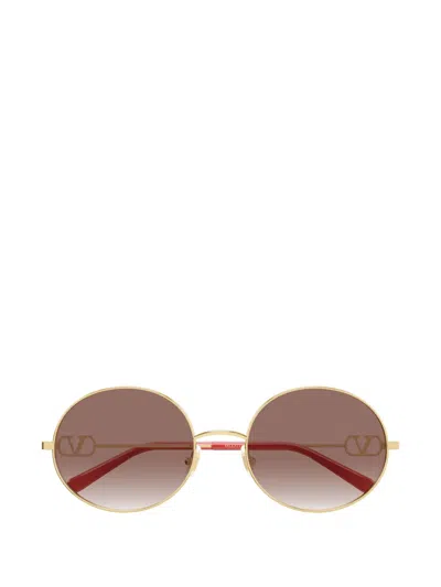 Valentino Garavani Eyewear Vlogo Round-frame Sunglasses In Gold