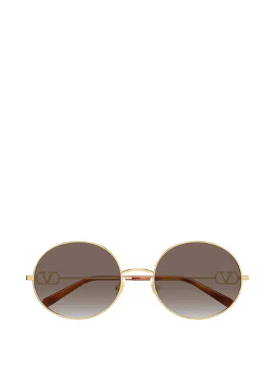 Valentino Garavani Eyewear Vlogo Round-frame Sunglasses In Brown
