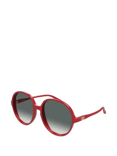 Valentino Garavani Eyewear Vlogo Round-frame Sunglasses In Red