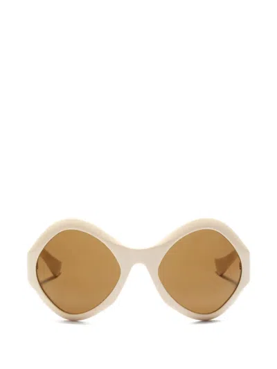 Valentino Garavani Eyewear Vlogo Signature Geometric-frame Sunglasses In Neutral