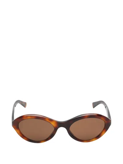 Valentino Garavani Eyewear Vlogo Signature Oval-frame Sunglasses In Brown