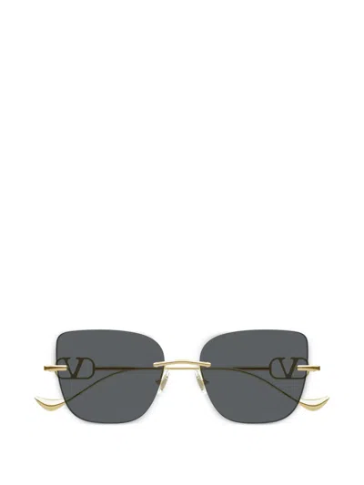 Valentino Garavani Eyewear Vlogo Signature Square-frame Sunglasses In Gold