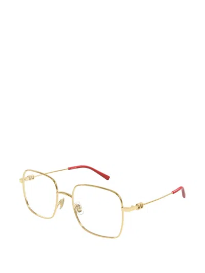 Valentino Garavani Eyewear Vlogo Square-frame Glasses In Gold