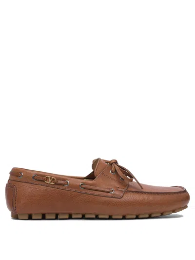 Valentino Garavani Fastaway Driver Loafers In Brown
