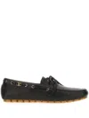 Valentino Garavani 'fastaway' Black Loafers With Vlogo Plaque And Decorative Laces With Logo In Leat In Black