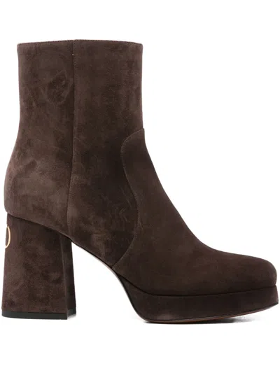 Valentino Garavani Fawcette Boots With 90mm Platfor In Brown