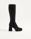 Valentino Garavani Fawcette Platform Boot In Crust Leather 90mm Woman Black 39.5 In Black