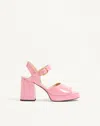 Valentino Garavani Fawcette Platform Sandal In Polished Calfskin 100mm Woman Candy Rose 36.5 In Pink