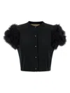 Valentino Garavani Feathered Knit Cardigan Sweaters And Cardigans Black In Black