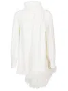 Valentino Silk Top With Feather Detail And Shawl In Beige
