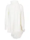 Valentino Silk Top With Feather Detail And Shawl In Beige