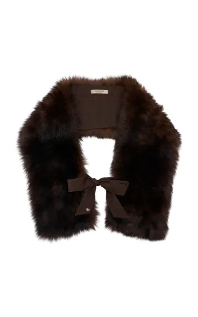 Valentino Garavani Feathers & Fur Stole In Brown